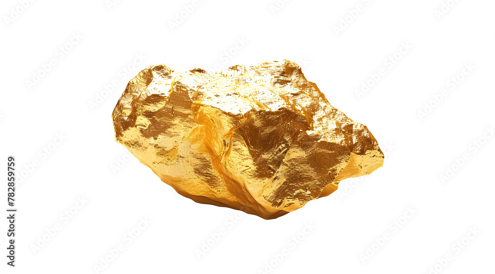 shiny gold nugget gleaming on white background, symbol of wealth shiny gold nugget gleaming on white background, symbol of wealth
