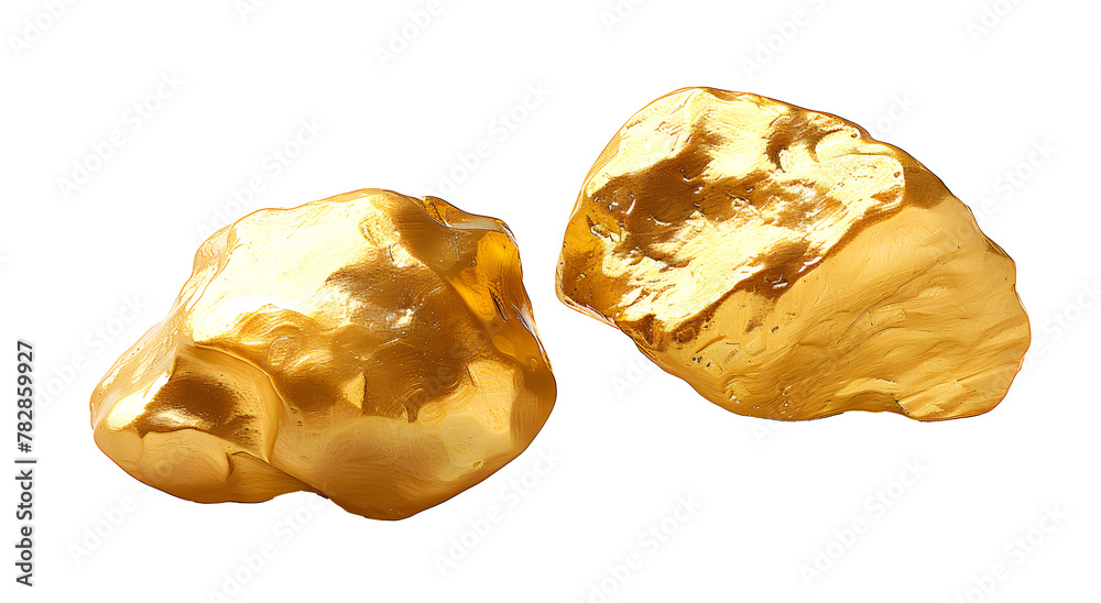 shiny gold nugget gleaming on white background, symbol of wealth shiny gold nugget gleaming on white background, symbol of wealth