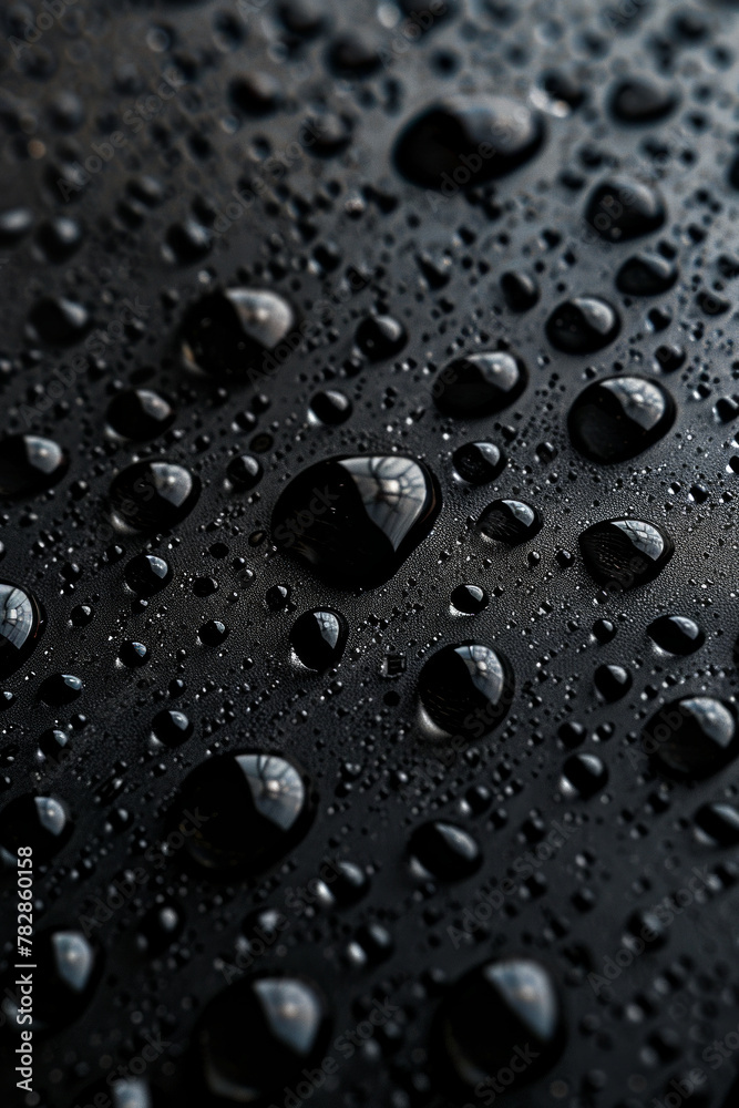 Water droplets on a black background