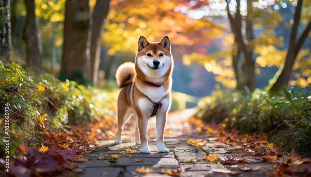 Autumn Reverie: Shiba Inu Amidst a Tapestry of Fall Colors