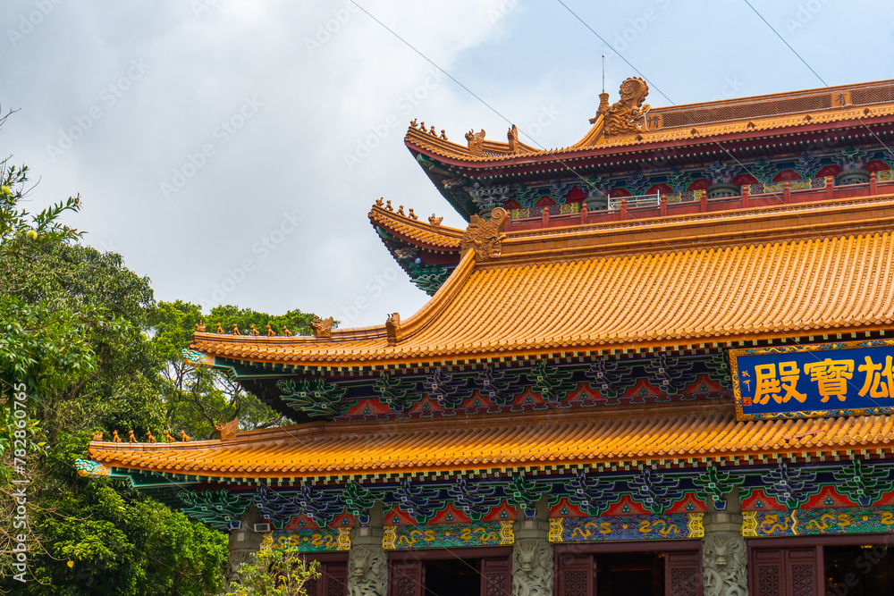 Po Lin Monastery , Buddhist Monastery during sunny day in Lantau island at Tung Chung , Hongkong : 28 March 2024 Po Lin Monastery , Buddhist Monastery during sunny day in Lantau island at Tung Chung , Hongkong : 28 March 2024