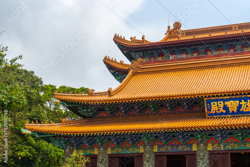 Po Lin Monastery , Buddhist Monastery during sunny day in Lantau island at Tung Chung , Hongkong : 28 March 2024 photo