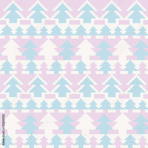 Pastel Christmas Fair Isle Seamless Pattern Design