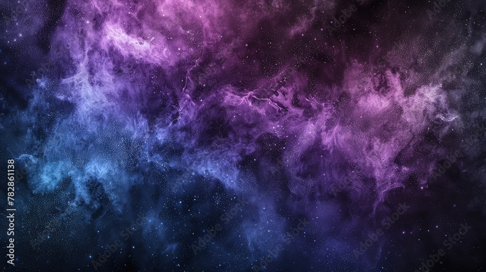 Obraz premium A moody, atmospheric dust cloud in deep shades of purple, blue, and black. The dust forms a dense, swirling pattern, creating a sense of depth and mystery. 