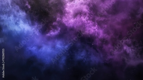 A moody, atmospheric dust cloud in deep shades of purple, blue, and black. The dust forms a dense, swirling pattern, creating a sense of depth and mystery. 