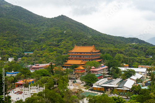 Po Lin Monastery , Buddhist Monastery during sunny day in Lantau island at Tung Chung , Hongkong : 28 March 2024