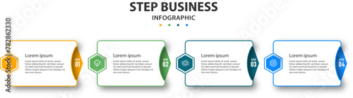 Step Business infographics design template. timeline with 4 options. can be used for workflow diagram, info chart, web design. vector illustration.