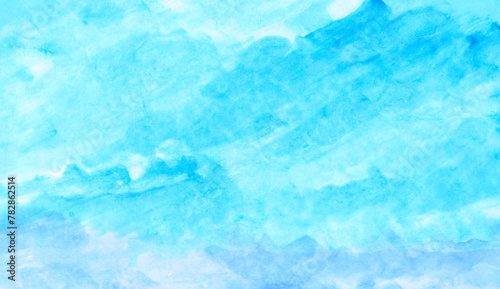 筆タッチが残る青色水彩背景 © 桜 マチ