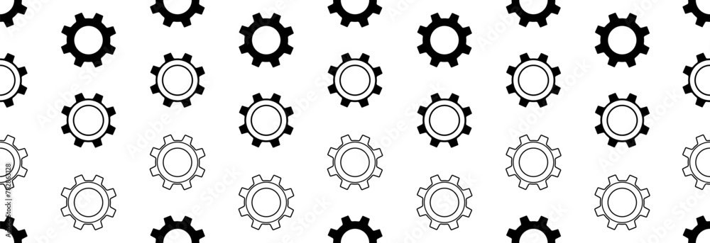 Cogwheel on a white background.Monochrome seamless pattern. Bright Ideas Concept.