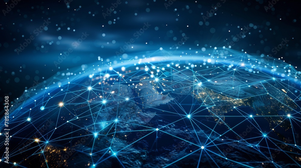 Global Connectivity: A 3D vector illustration of a globe with digital network lines connecting Global Connectivity: A 3D vector illustration of a globe with digital network lines connecting