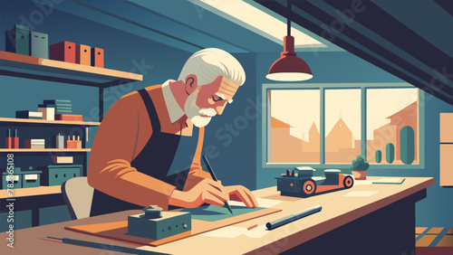 The shed is filled with the smell of sawdust and the gentle hum of a small engine as the elderly man puts the finishing touches on his latest