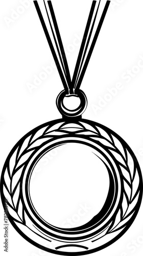 Medal silhouette icon in black color. Vector template design illustration. © StocknPicture