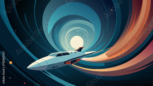 The sleek and aerodynamic spaceship gracefully navigated through the twists and turns of the wormholes utilizing its advanced holomapping