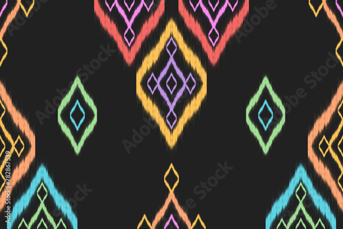 Ethnic ikat pattern.beautiful pattern. folk embroidery,bohemian style,aztec geometric art ornament print.ethnic abstract Inkatha art.Seamless fabric.design for fabric, carpet, wallpaper, clothing	