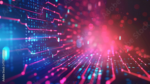 abstract technology background with glowing lines and dots 3d rendering ,Future technology line background and light effect, cyberpunk style background material with a sense of technology 