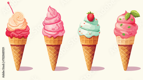 Delicious ice cream cartoon food 2d flat cartoon va