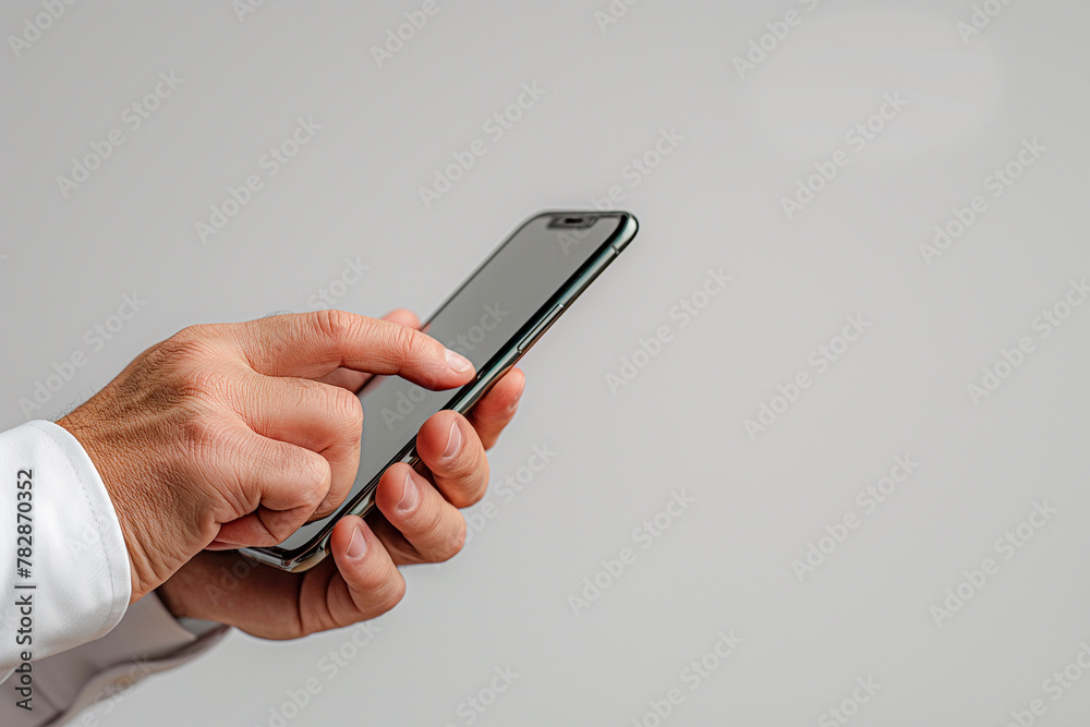 Mockup mobile phone,Technology for business concept.,Hand holding smartphone on white background with copyspace for put text or logo idea for advertising,technology,business. Mockup mobile phone,Technology for business concept.,Hand holding smartphone on white background with copyspace for put text or logo idea for advertising,technology,business.
