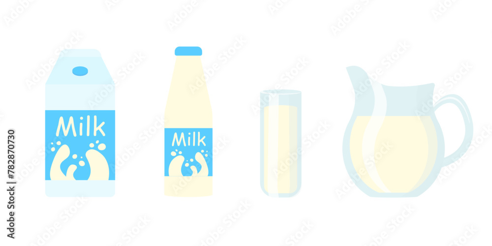 set of dairy products on a white background set of dairy products on a white background