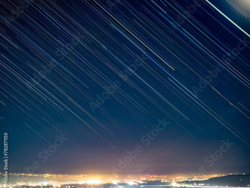 Cluj Napoca star trails long exposure city night lights Transylvania Romania photo