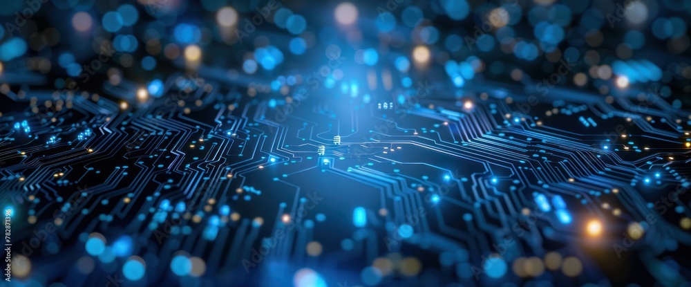 A computer chip with many small lights on it