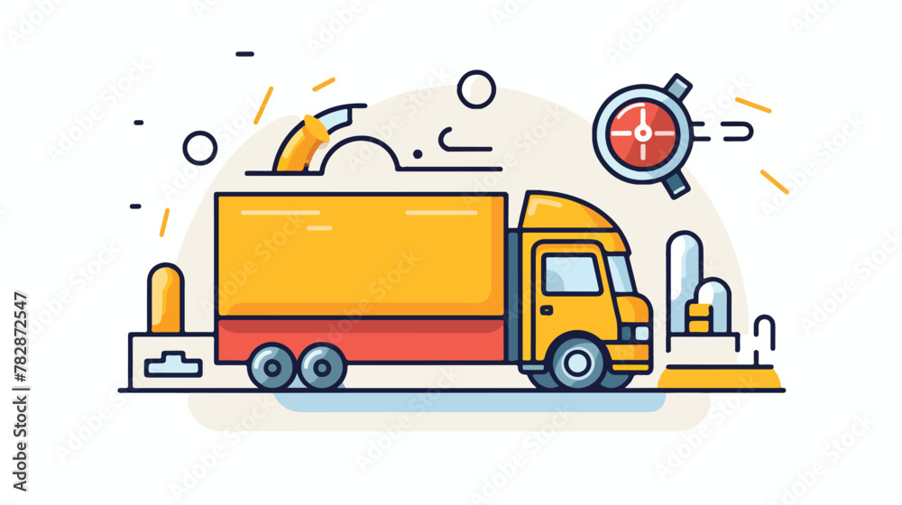 Delivery time line icon. Fast truck and clock in mo