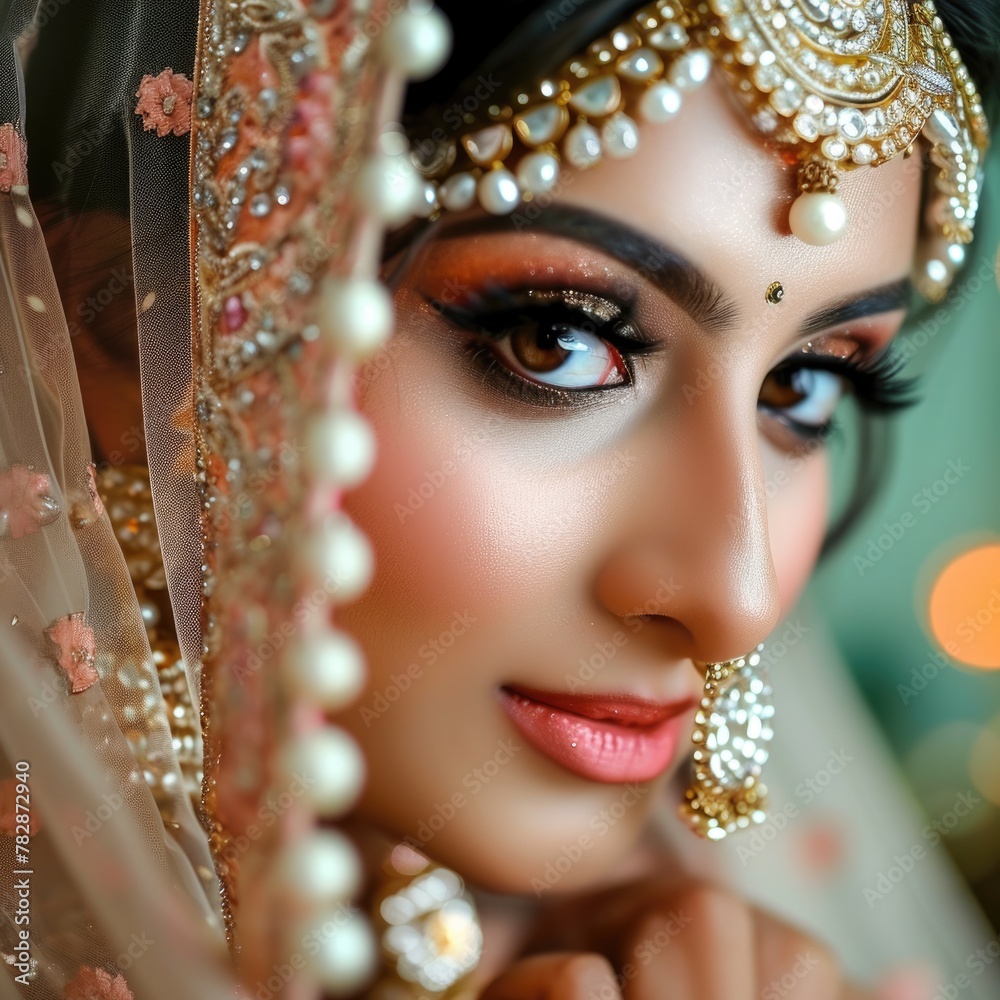 A beautiful Indian woman dressed in an elegant bridal outfit, Fictional Character Created by Generative AI. A beautiful Indian woman dressed in an elegant bridal outfit, Fictional Character Created by Generative AI.