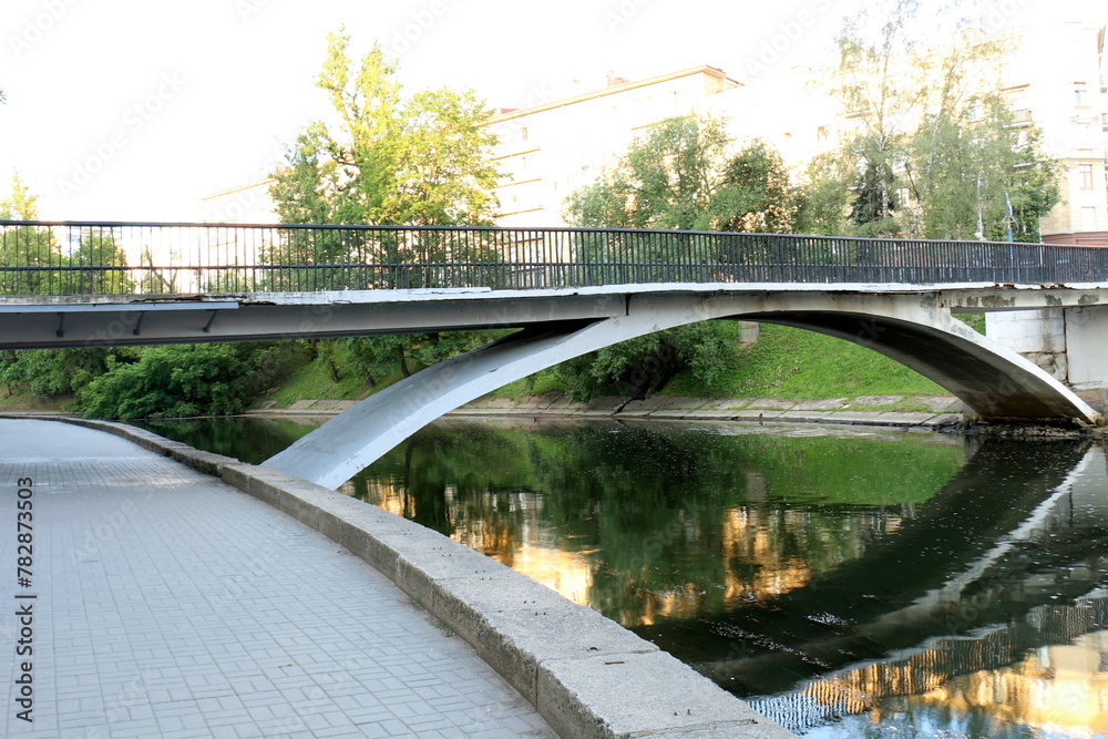 Fototapeta premium The bridge was built over a gorge and a water obstacle.