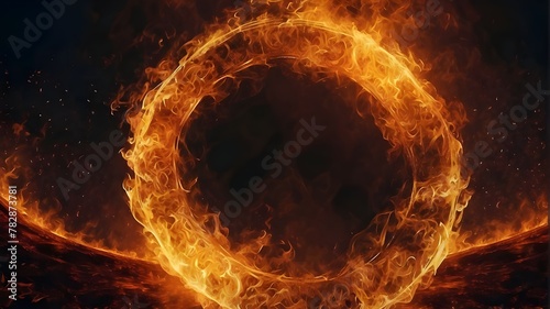 The concept of the inferno, where souls descend into hell in hypnotic, flowing motion accompanied by flames and smoke