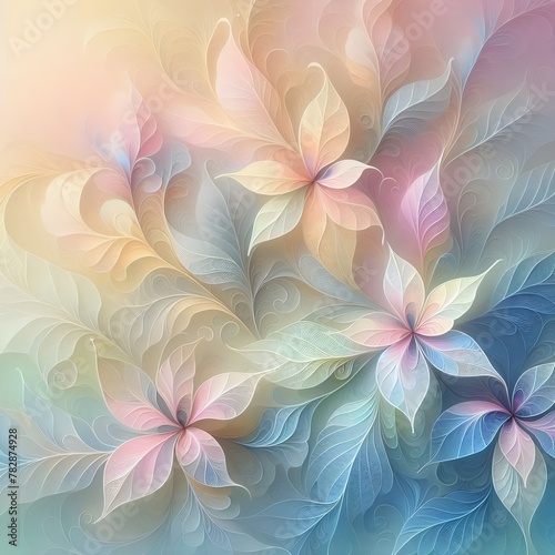 A mesmerizing collection of delicate pastel colored leaves with a filigree pattern. 