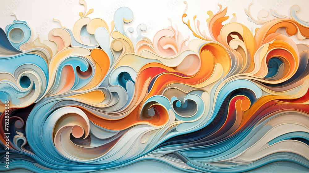 Whimsical Minimalist Swirls in Abstract Bliss Background Ai Generative
