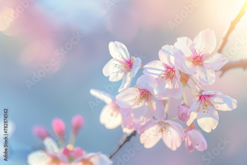 Close up of pink cherry blossom in spring time. © Syahrul Zidane A