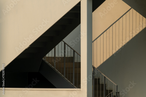 Concrete staircase and its shadow.