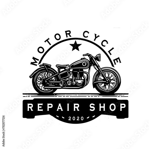 illustration logo design  a repair shop motorcycle vintage