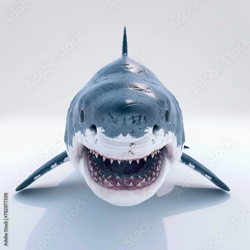 aggressive shark with open mouth on white background