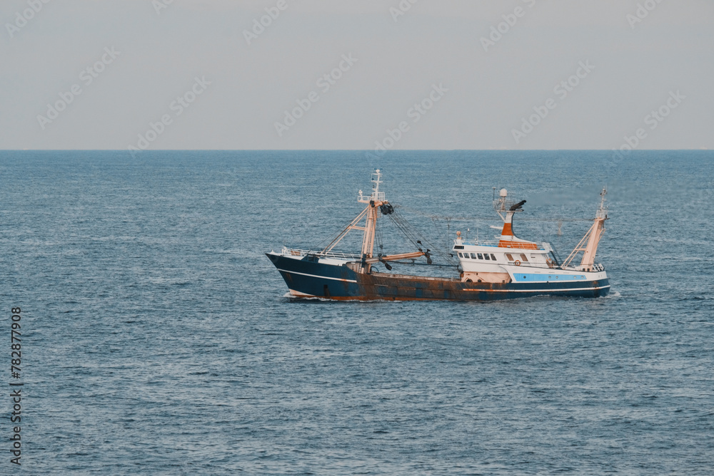 Boat At Sea Engaged In Fishing Operation