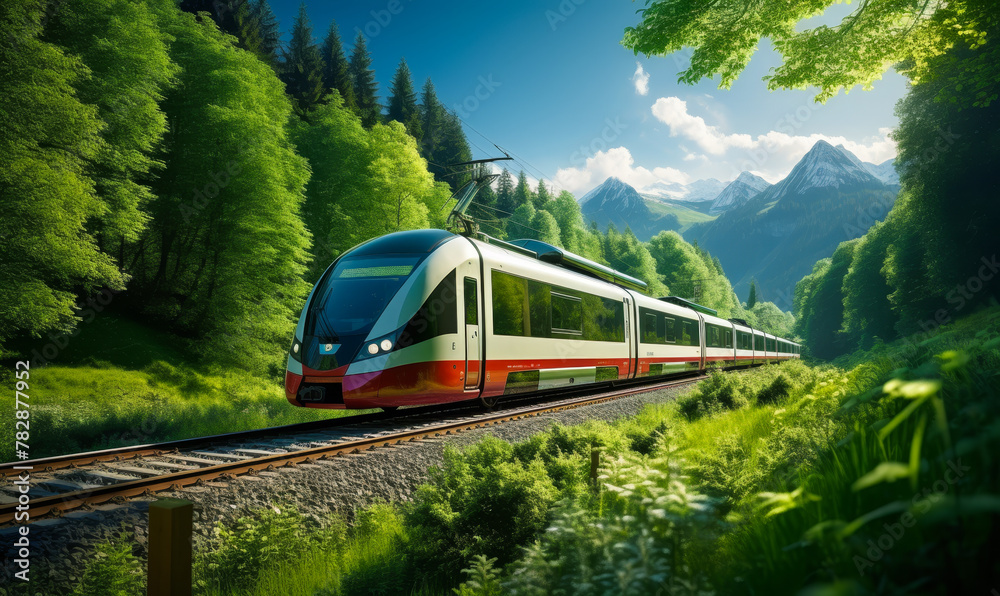 Journey of Sustainable Rail Travel through Lush, Emerald Landscapes - An Eco-Conscious Adventure Awaits