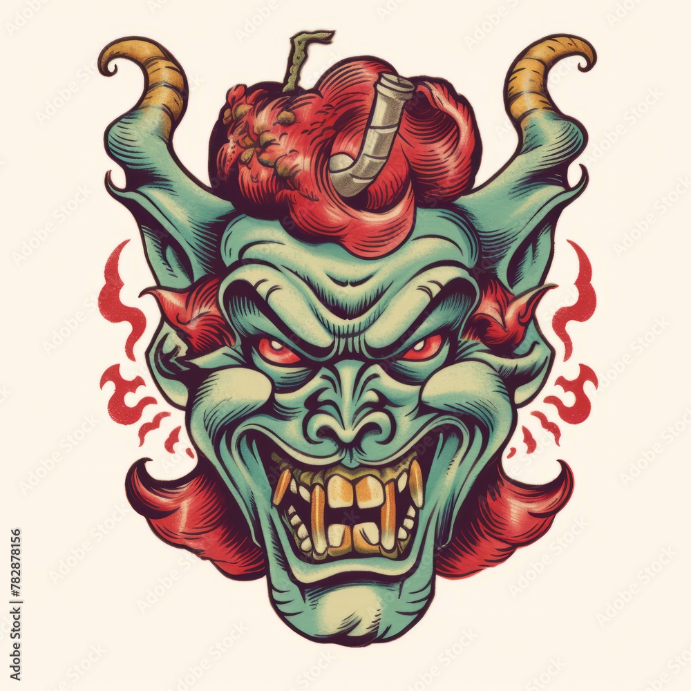 Fototapeta premium Vintage style tattoo idea of demon