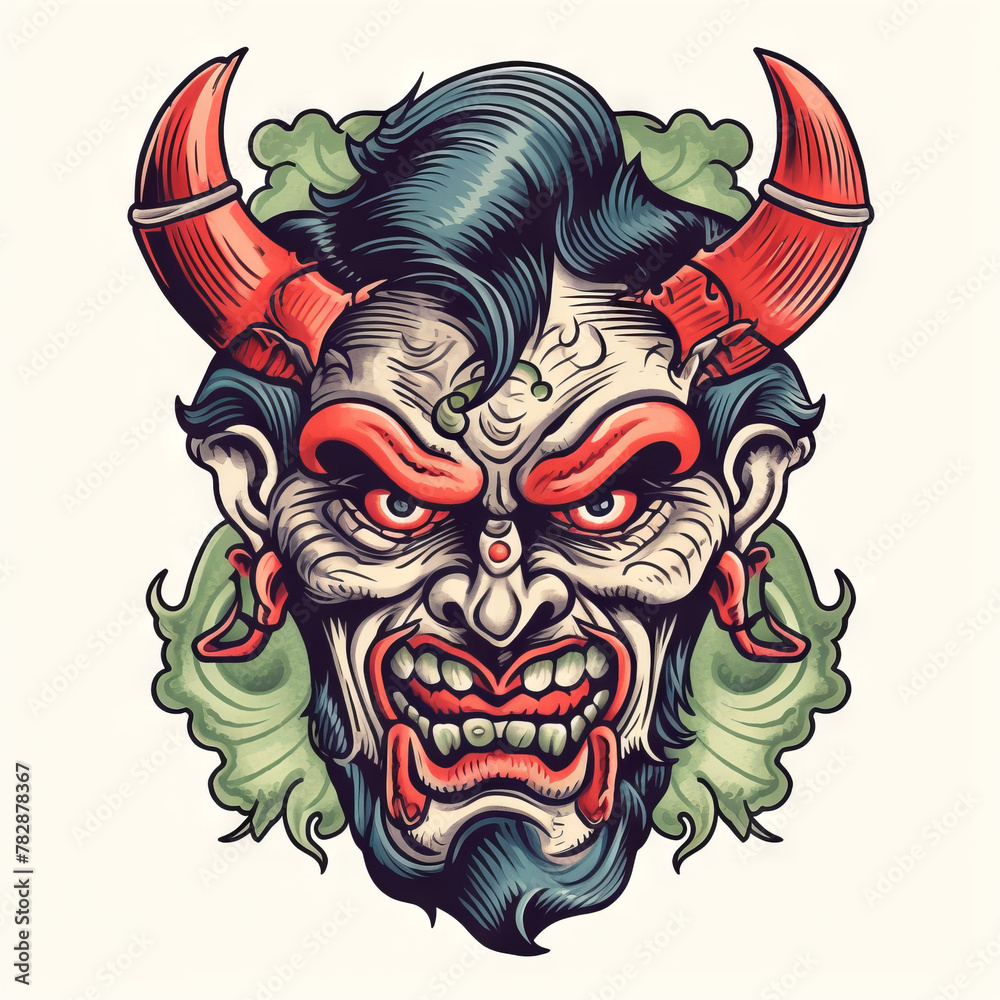 Fototapeta premium Vintage style tattoo idea of demon