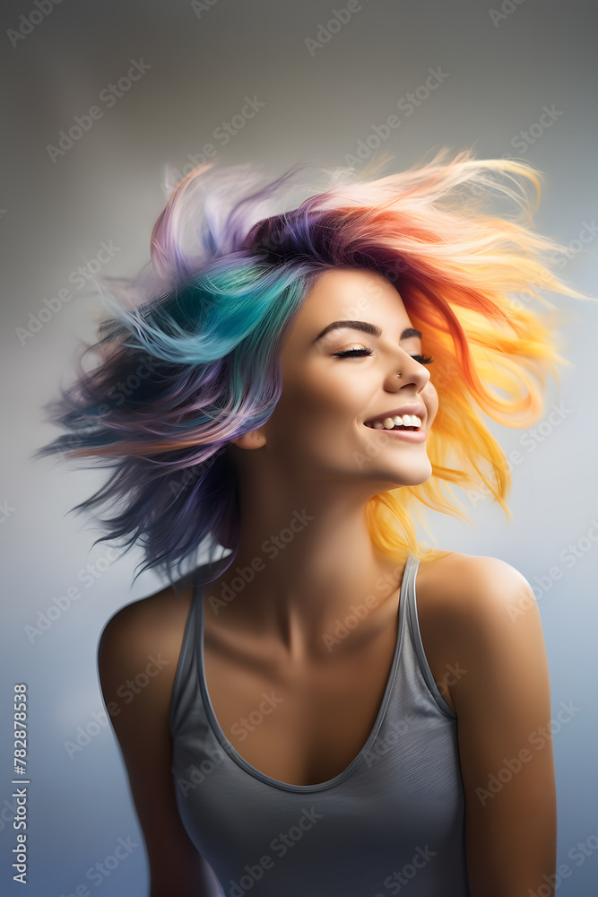 a woman with multicolored hair style a woman with multicolored hair style