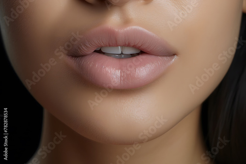 a close up of a woman's lips with a white lip