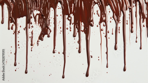 Chocolate brown paint drip on a pure white background