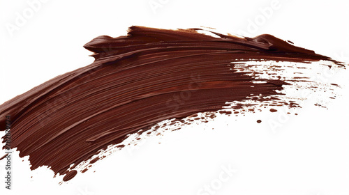 Chocolate brown paint brush stroke on a pure white background