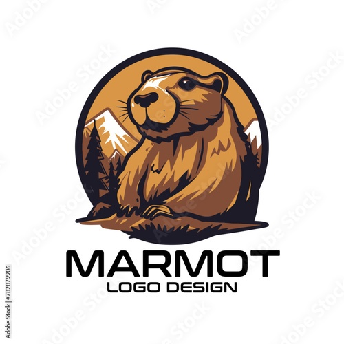 Marmot Cartoon Vector Logo Design