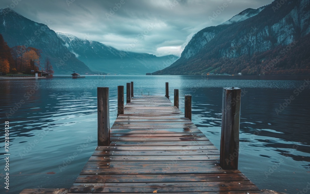 Pier at a lake in Hallstatt, Austria Pier at a lake in Hallstatt, Austria