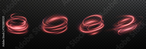 Light red Twirl. Curve light effect of red line. Luminous red circle. Light pedistal, podium, platform, table. Vector PNG. Vector illustration	
