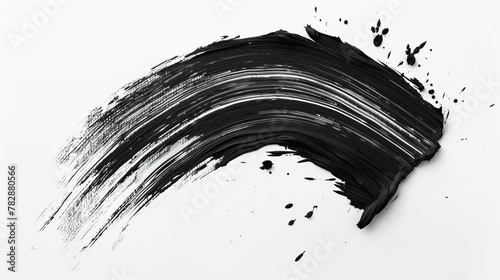 Charcoal black paint brush stroke on a pure white background