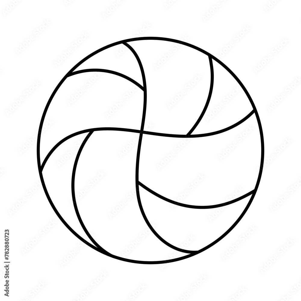 Volleyball ball line icon isolated on white. Vector illustration