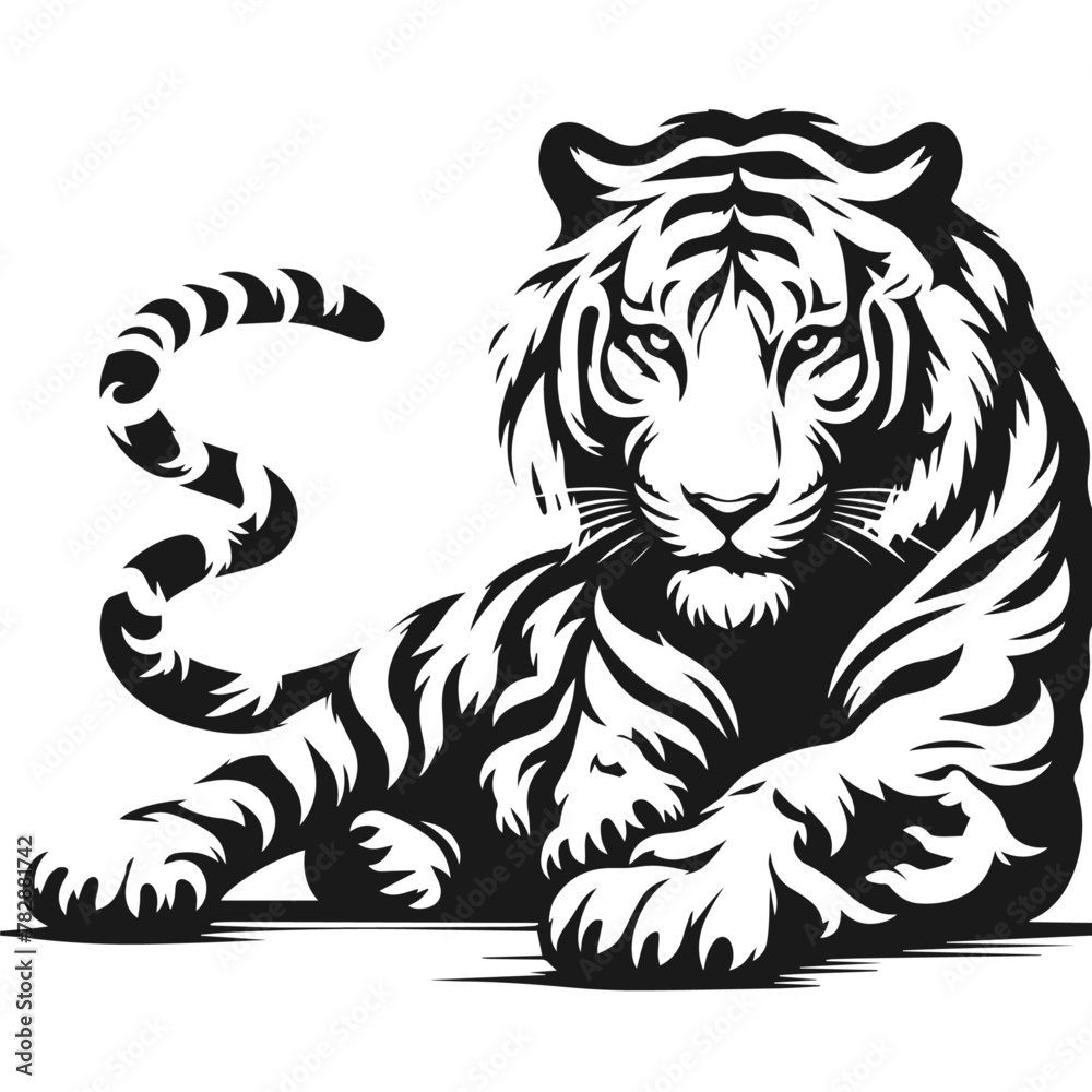 Realistic Amur tigers 🐯 in pose. The tiger stands, lies, walks, hunts