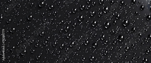 Atmospheric minimal grayscale backdrop with rain droplets on glass. Wet window with rainy drops and dirt spots closeup. Blurry minimalist monochrome background of dirty window glass with raindrops. photo