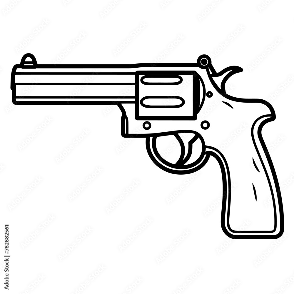 Vector outline icon of a revolver. Ideal for security-themed designs & firearm illustrations.